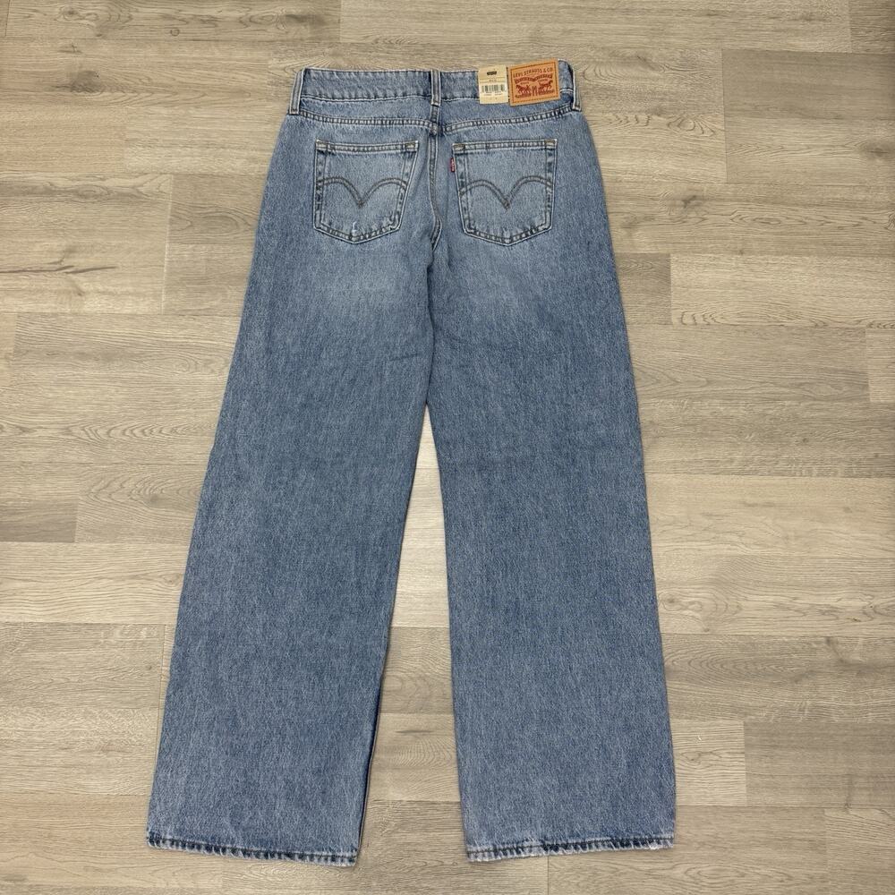Levis Superlow Loose Jeans Womens 28x32 NWT Light Wash Distressed Wide Leg - Picture 5 of 13
